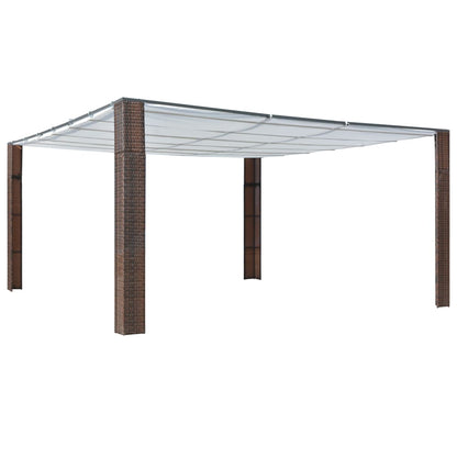 vidaXL Gazebo | Brown and Cream | Powder-coated steel and PE rattan | 400x400 cm