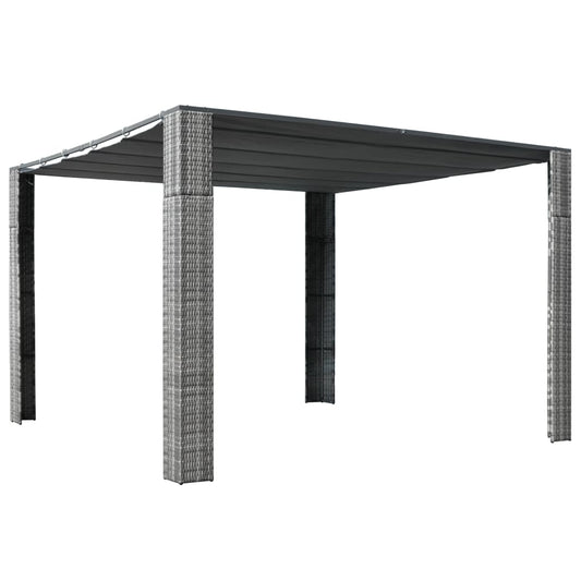 vidaXL Gazebo with Roof Poly Rattan 300x300x220 cm Grey and Anthracite