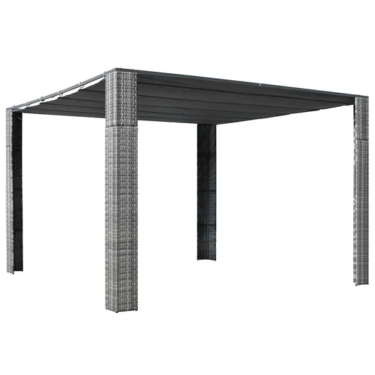 44818 vidaXL Gazebo with Roof Poly Rattan 300x300x220 cm Grey and Anthracite