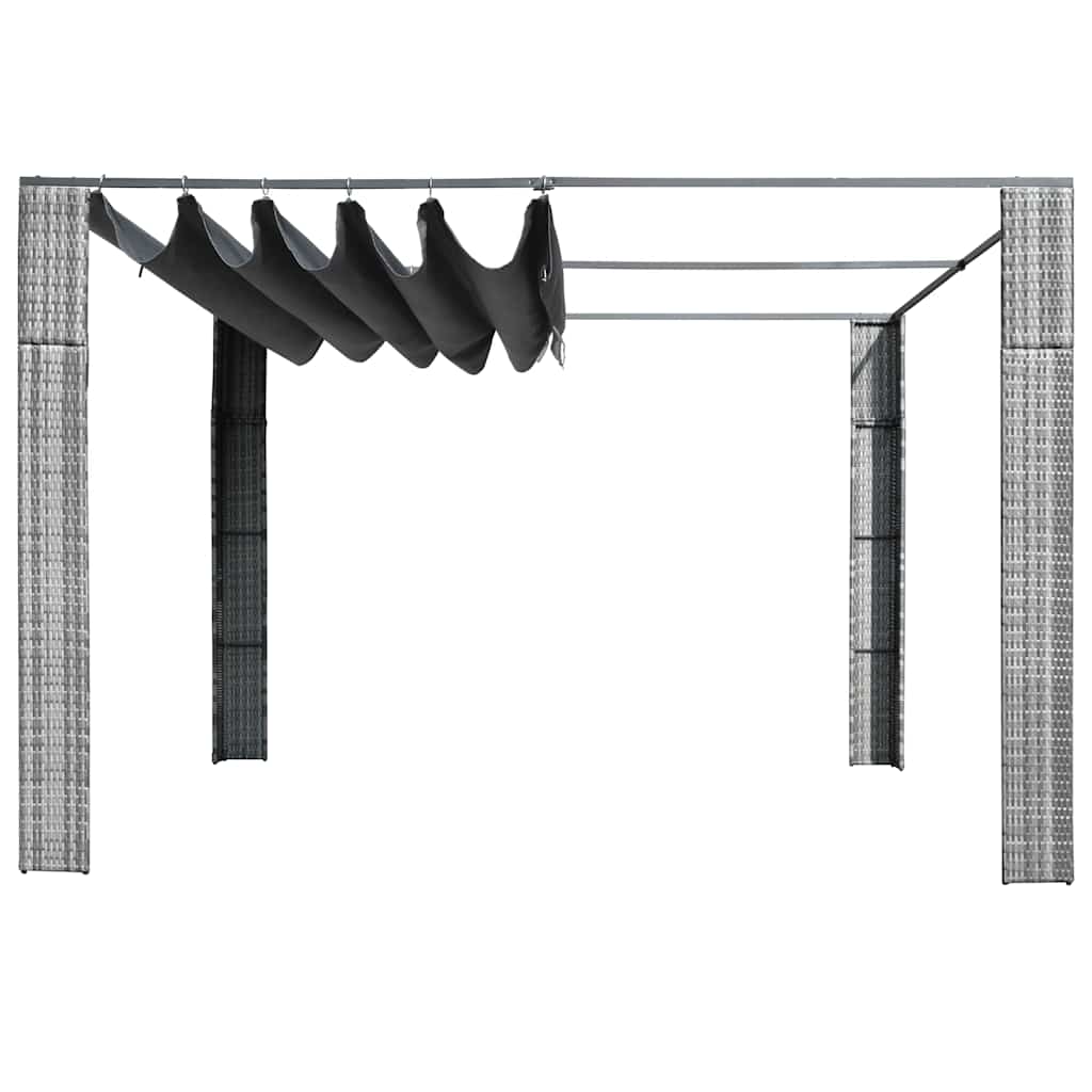 44818 vidaXL Gazebo with Roof Poly Rattan 300x300x220 cm Grey and Anthracite