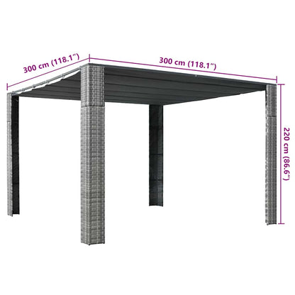 44818 vidaXL Gazebo with Roof Poly Rattan 300x300x220 cm Grey and Anthracite