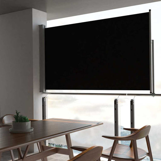 vidaXL Patio Retractable Side Awning 140 x 300 cm Black