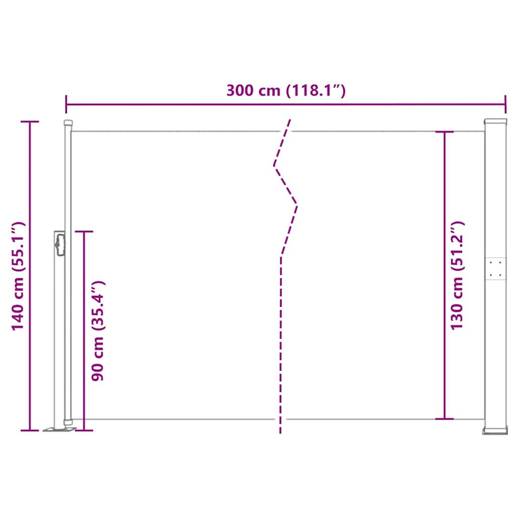 vidaXL Side Awning | Cream, Green Grey