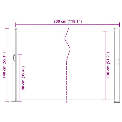 vidaXL Retractable Side Awning 140 x 300 cm Red