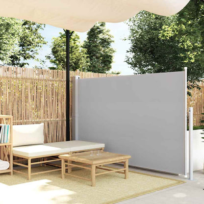 vidaXL Side Awning | Green grey | 100% Polyester fabric, Steel frame