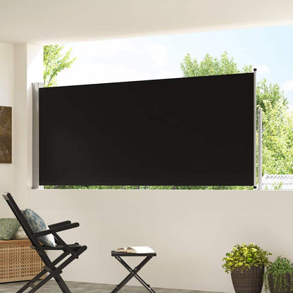 vidaXL Retractable Side Awning 117x314 cm Black