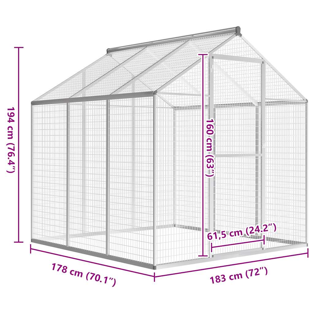 vidaXL Outdoor Aviary Aluminium 183x178x194 cm