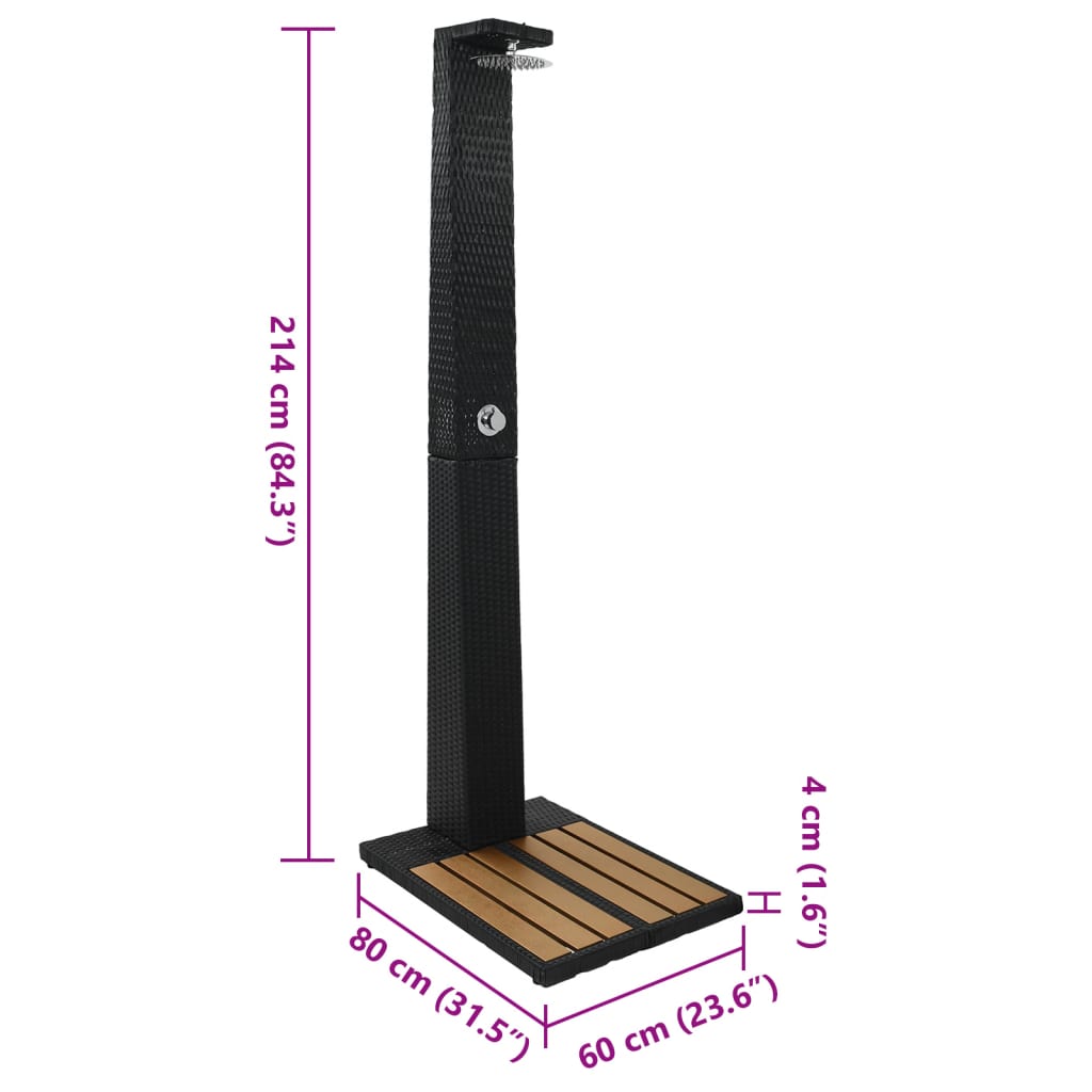 vidaXL Garden Shower Poly Rattan WPC