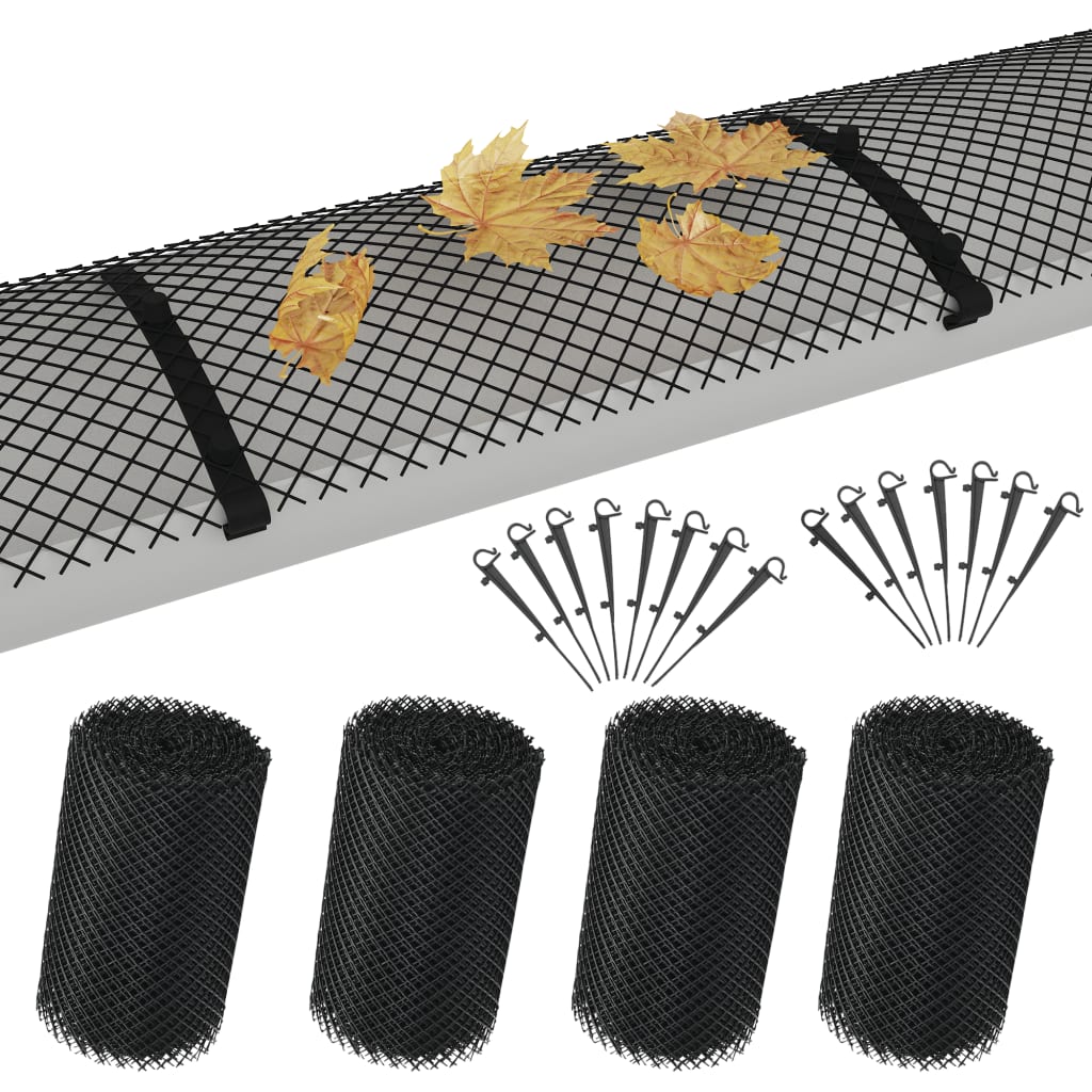 vidaXL 4 Piece Gutter Mesh with Clips HDPE 1.08 ㎡