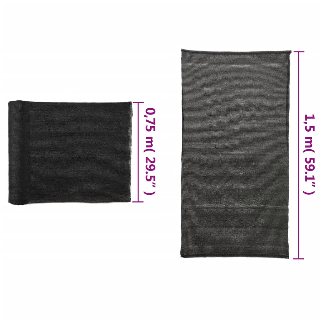 vidaXL Privacy Net HDPE 1.5x25 m Black