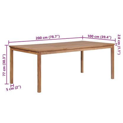 vidaXL Garden Table 200x100x77 cm Solid Teak Wood