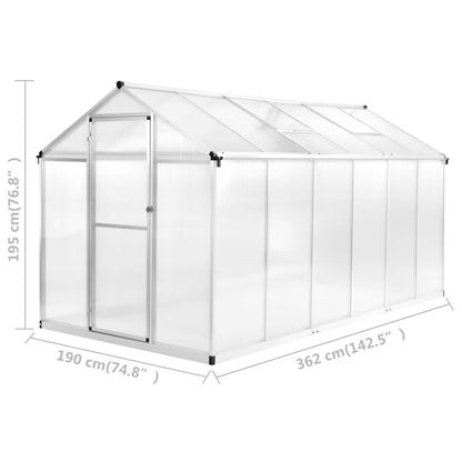 vidaXL Greenhouse Aluminium 362x190x195 cm 13,41 m³
