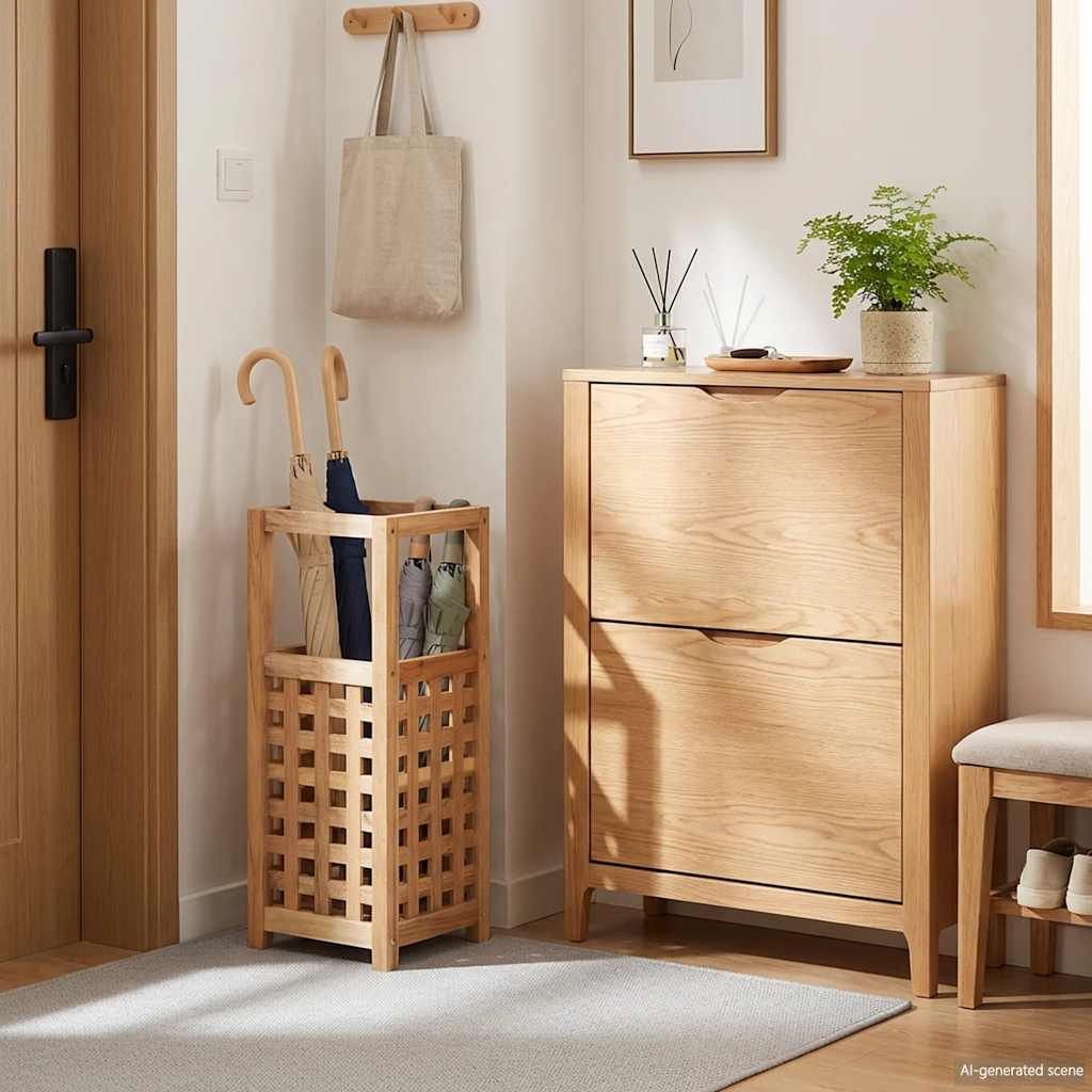 vidaXL Umbrella Stand Solid Walnut Wood 18x18x50 cm
