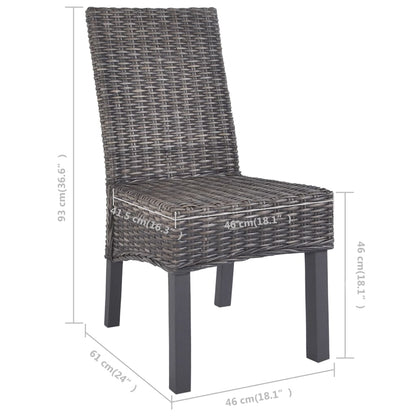 vidaXL Dining Chairs 6 pcs Brown Kubu Rattan and Mango Wood