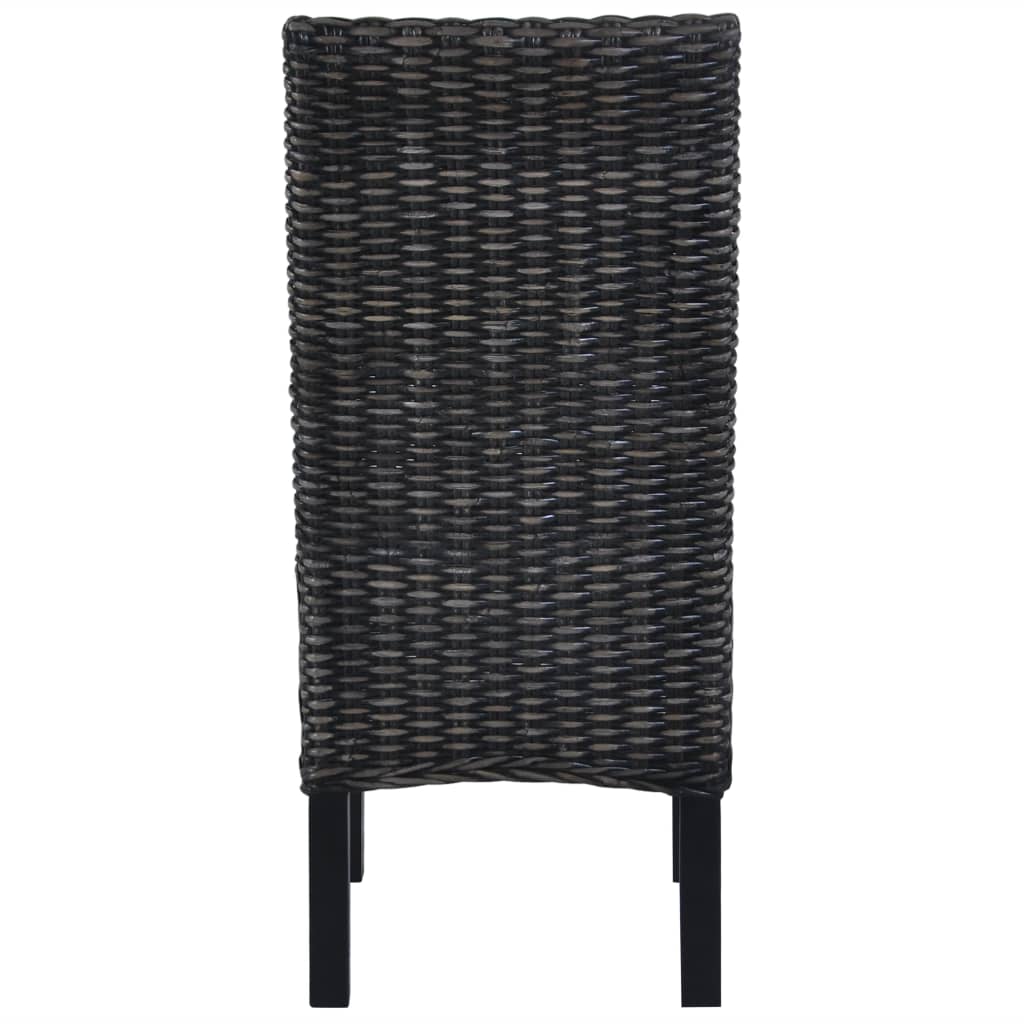 vidaXL Dining Chairs 4 pcs Black Kubu Rattan and Mango Wood