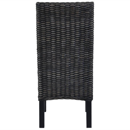 vidaXL Dining Chairs 4 pcs Black Kubu Rattan and Mango Wood