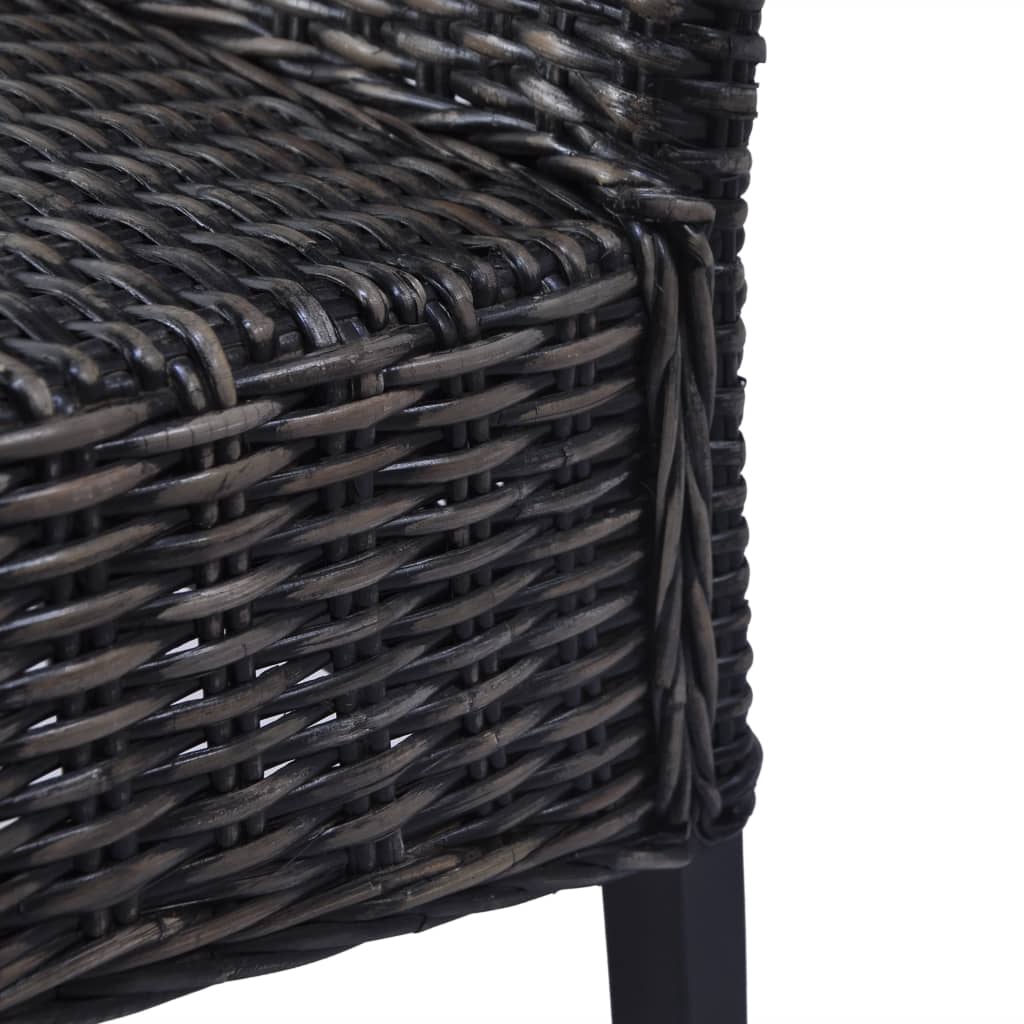 vidaXL Dining Chairs 4 pcs Black Kubu Rattan and Mango Wood