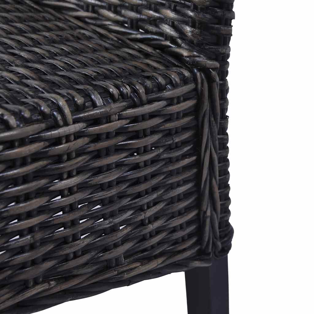 vidaXL Dining Chairs 4 pcs Black Kubu Rattan and Mango Wood