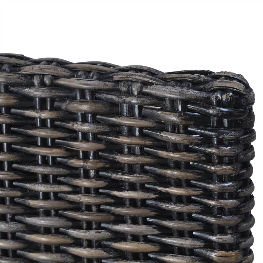 vidaXL Dining Chairs 6 pcs Black Kubu Rattan and Mango Wood