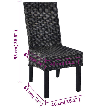 vidaXL Dining Chairs 6 pcs Black Kubu Rattan and Mango Wood