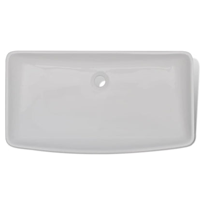 vidaXL Bathroom Basin with Mixer Tap Ceramic Rectangular White