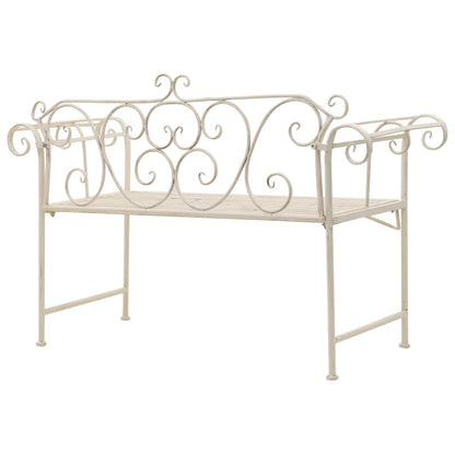 vidaXL Garden Bench | Antique White | Metal | 132 cm width | Decorative Inlays