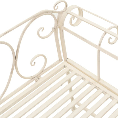 vidaXL Garden Bench | Antique White | Metal | 132 cm width | Decorative Inlays
