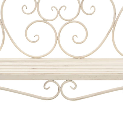vidaXL Garden Bench | Antique White | Metal | 132 cm width | Decorative Inlays