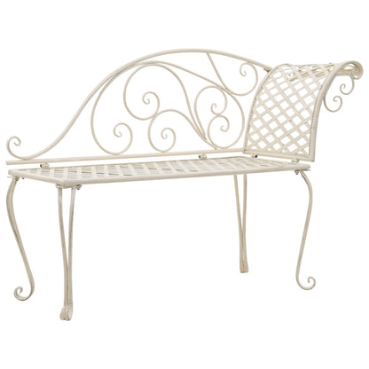 vidaXL Garden Chaise Lounge | Antique White | Metal | Decorative Inlays