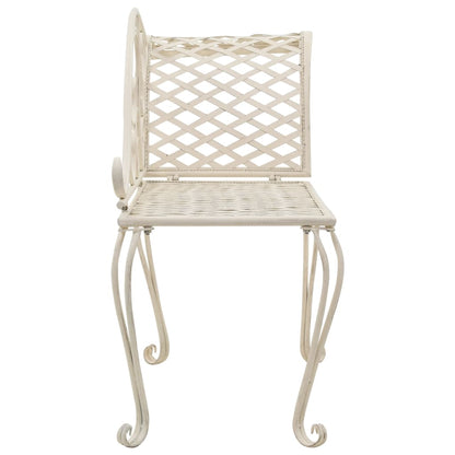 vidaXL Garden Chaise Lounge | Antique White | Metal | Decorative Inlays