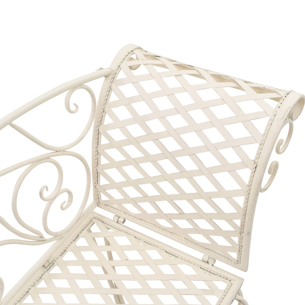 vidaXL Garden Chaise Lounge | Antique White | Metal | Decorative Inlays