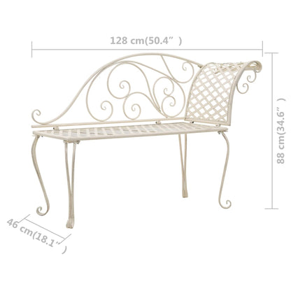 vidaXL Garden Chaise Lounge | Antique White | Metal | Decorative Inlays