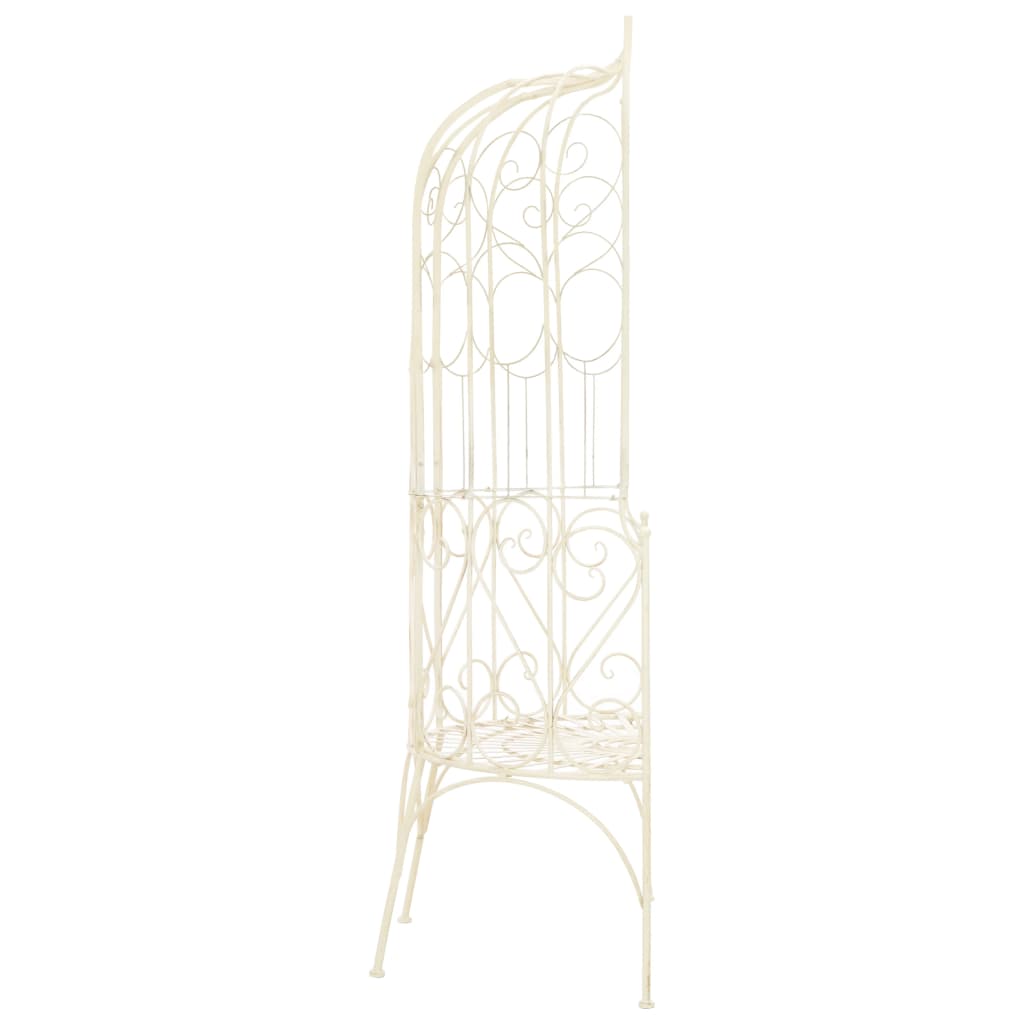 vidaXL Garden Bench | Antique White | Wrought Iron | Medium | Decorative Inlays