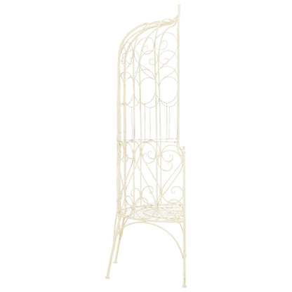 vidaXL Garden Bench | Antique White | Wrought Iron | Medium | Decorative Inlays