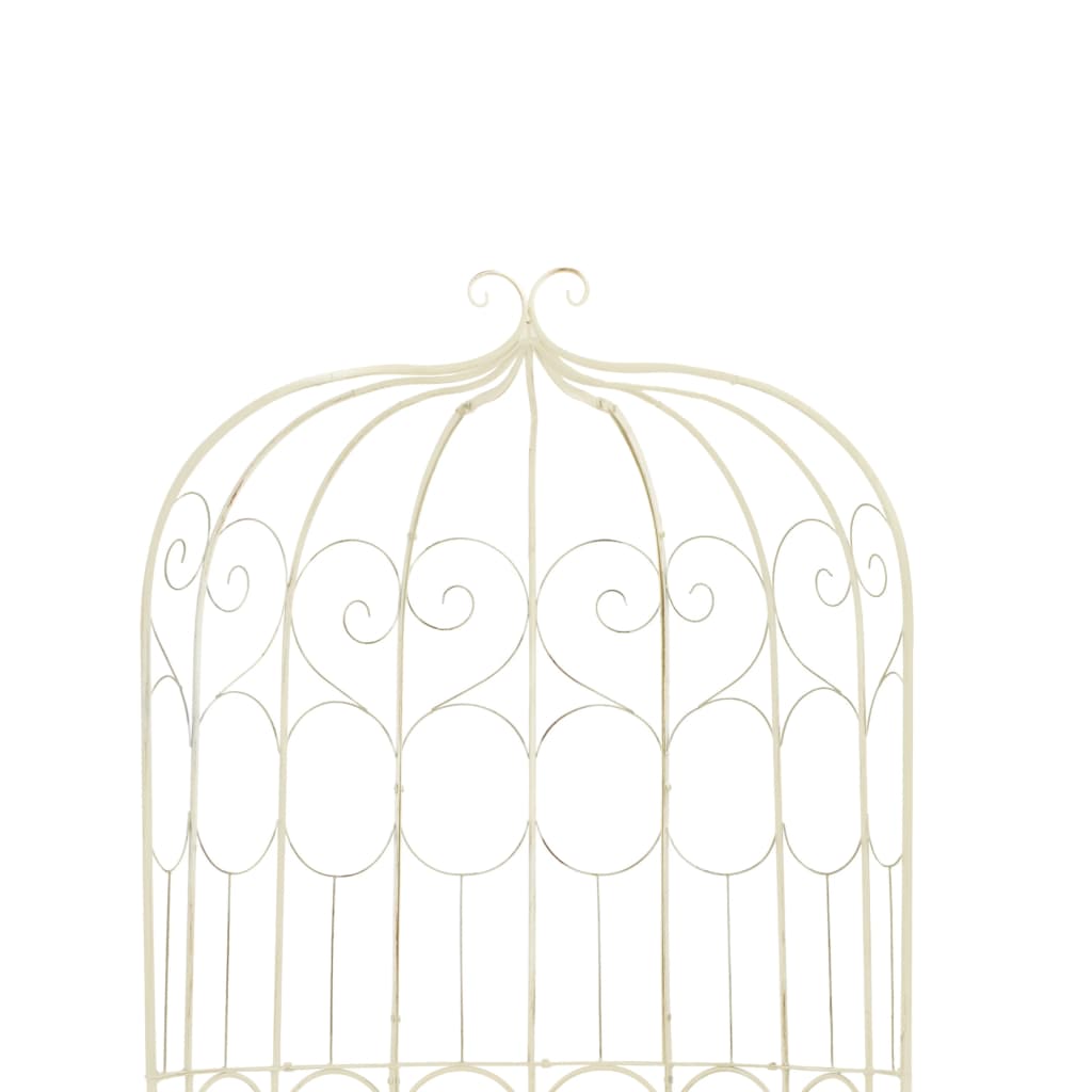 vidaXL Garden Bench | Antique White | Wrought Iron | Medium | Decorative Inlays