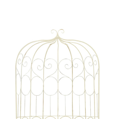 vidaXL Garden Bench | Antique White | Wrought Iron | Medium | Decorative Inlays