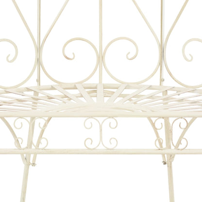 vidaXL Garden Bench | Antique White | Wrought Iron | Medium | Decorative Inlays