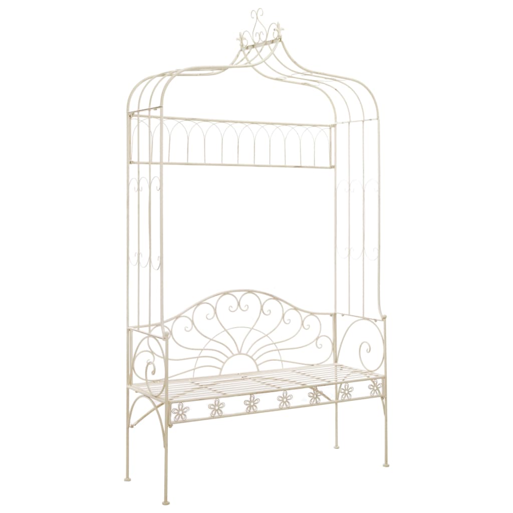 vidaXL Garden Bench | Antique White | Wrought Iron | Standard | Garden Bench