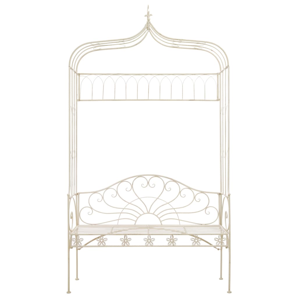 vidaXL Garden Bench | Antique White | Wrought Iron | Standard | Garden Bench