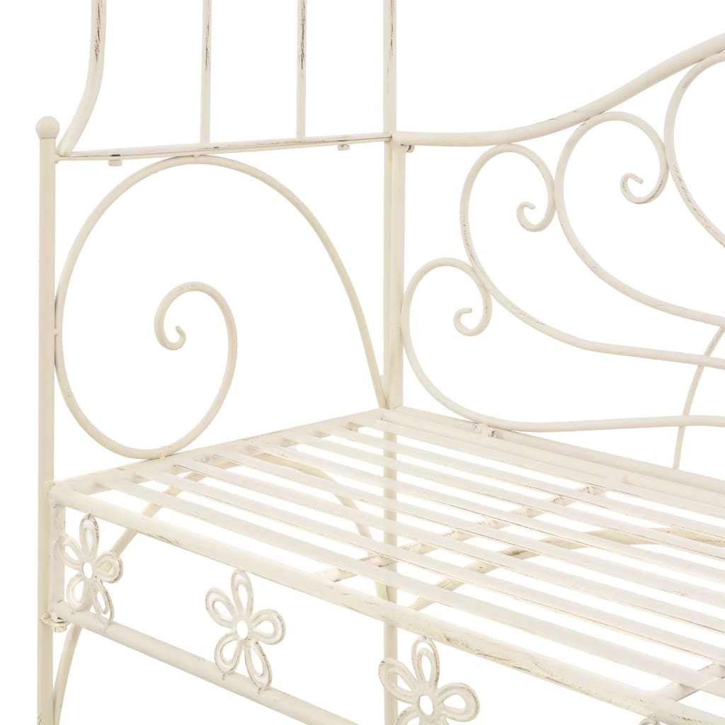 vidaXL Garden Bench | Antique White | Wrought Iron | Standard | Garden Bench