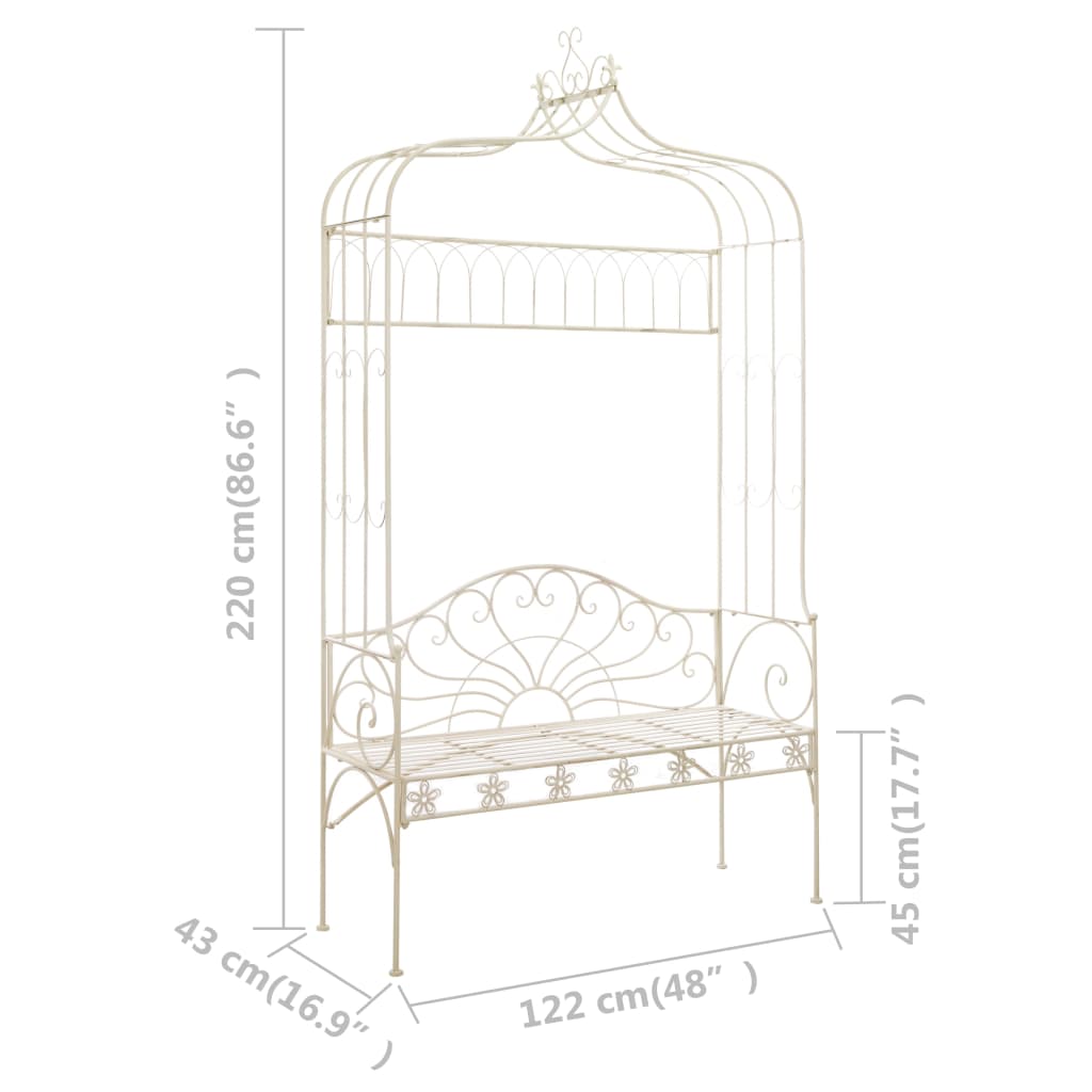vidaXL Garden Bench | Antique White | Wrought Iron | Standard | Garden Bench