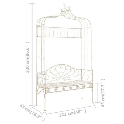 vidaXL Garden Bench | Antique White | Wrought Iron | Standard | Garden Bench