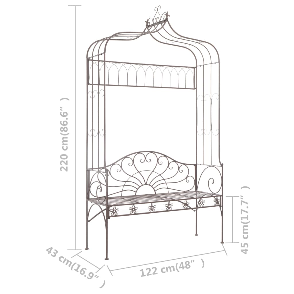 vidaXL Garden Bench | Antique brown | Wrought iron | Standard size for two