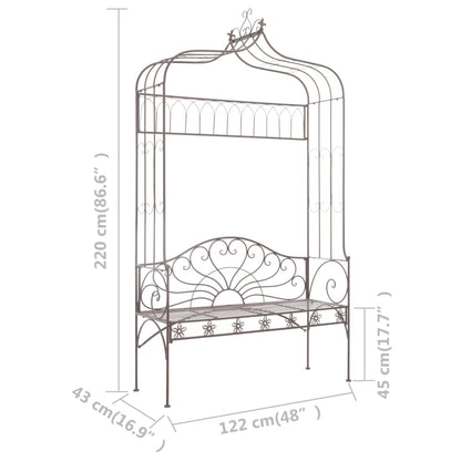 vidaXL Garden Bench | Antique brown | Wrought iron | Standard size for two