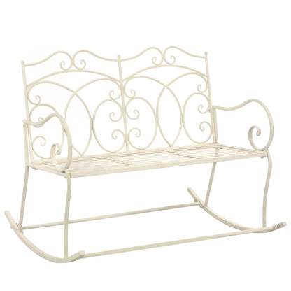 vidaXL Garden Bench | Antique White | Wrought Iron | 104 cm | Decorative Inlays
