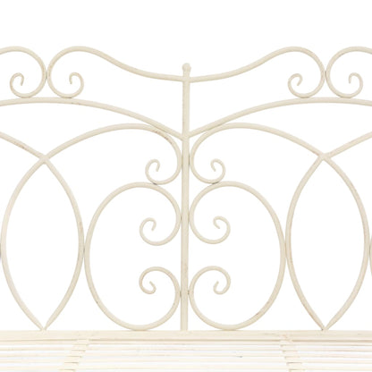 vidaXL Garden Bench | Antique White | Wrought Iron | 104 cm | Decorative Inlays