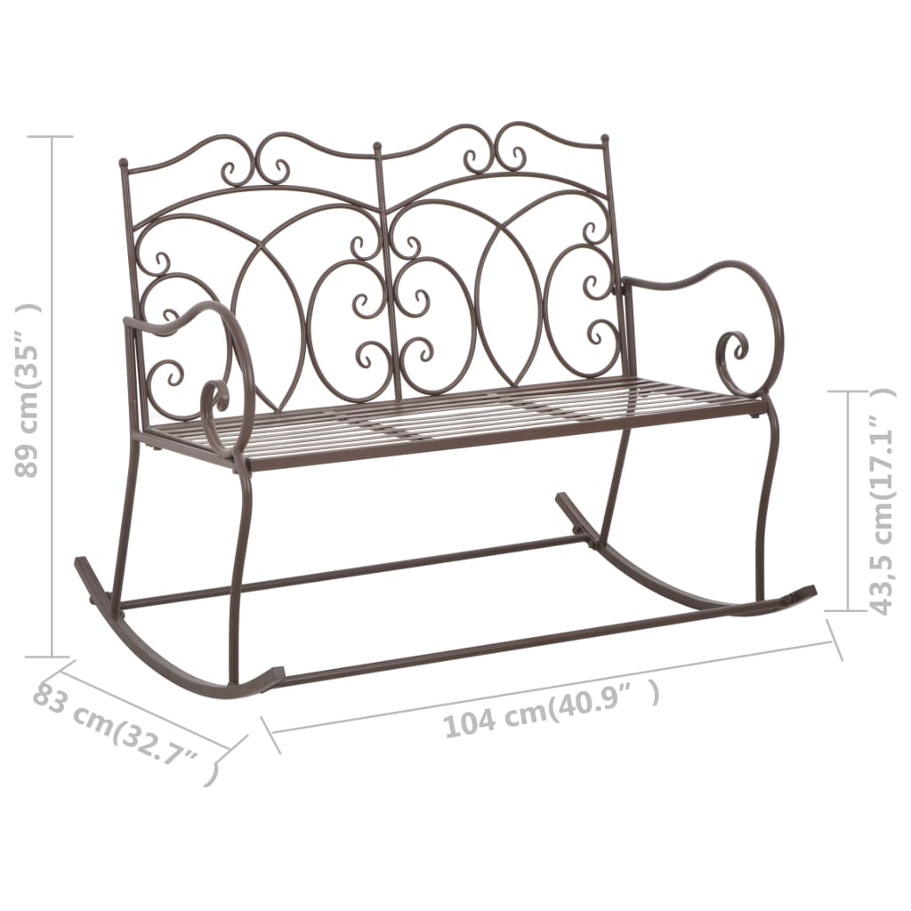 vidaXL Garden Bench | Antique brown | Wrought iron | Medium | Garden Bench