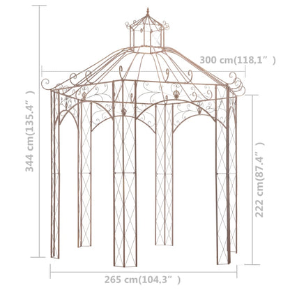 vidaXL Pavilion | Antique brown | Wrought iron | 3m | Decorative Inlays