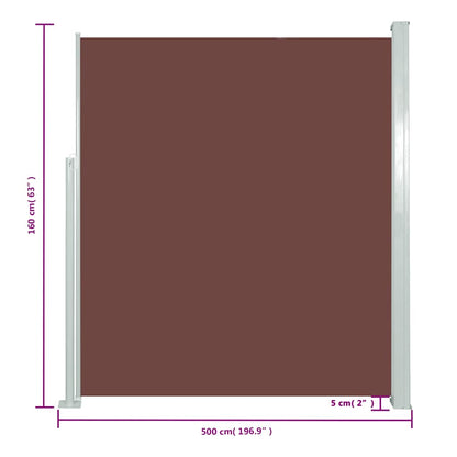 vidaXL Retractable Side Awning 160 x 500 cm Brown