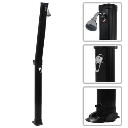 vidaXL Foldable Solar Shower Black 214 cm 23 L